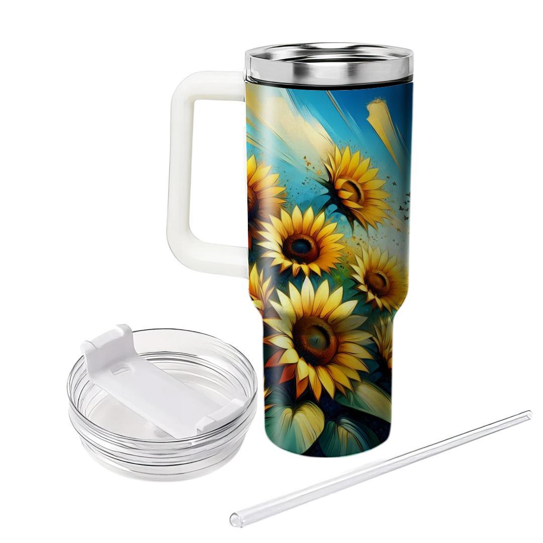 Golden Sunflower Rays  Unique Tumblers
