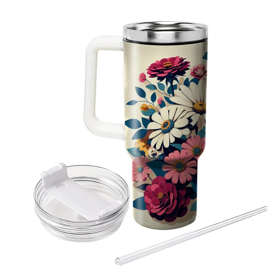 Vibrant Floral Collage  Unique Tumblers
