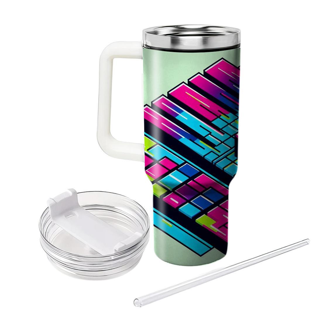 Electric Color Blocks  Tumblers With Lids