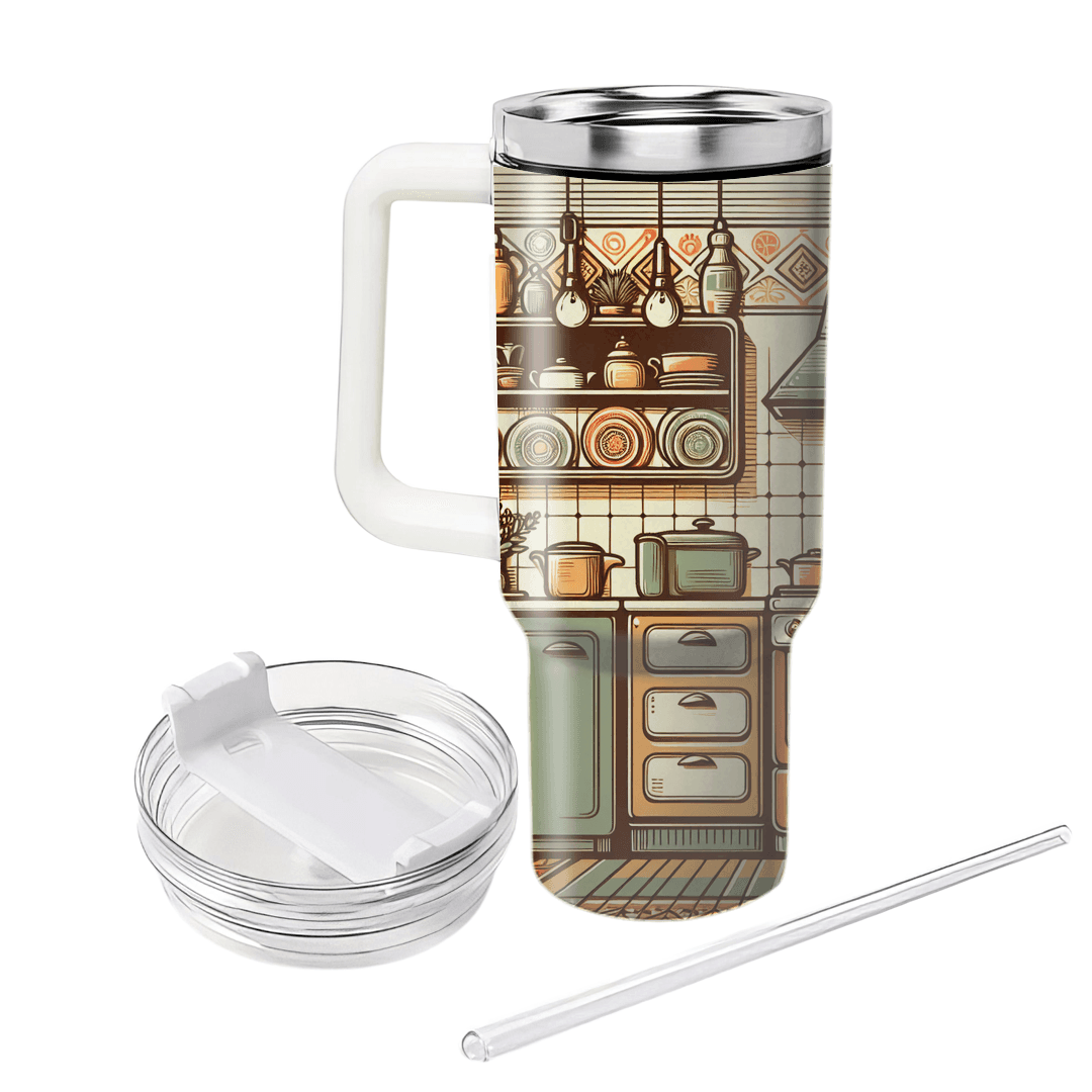 Charming Retro Kitchen Scenes Decorative Tumblers