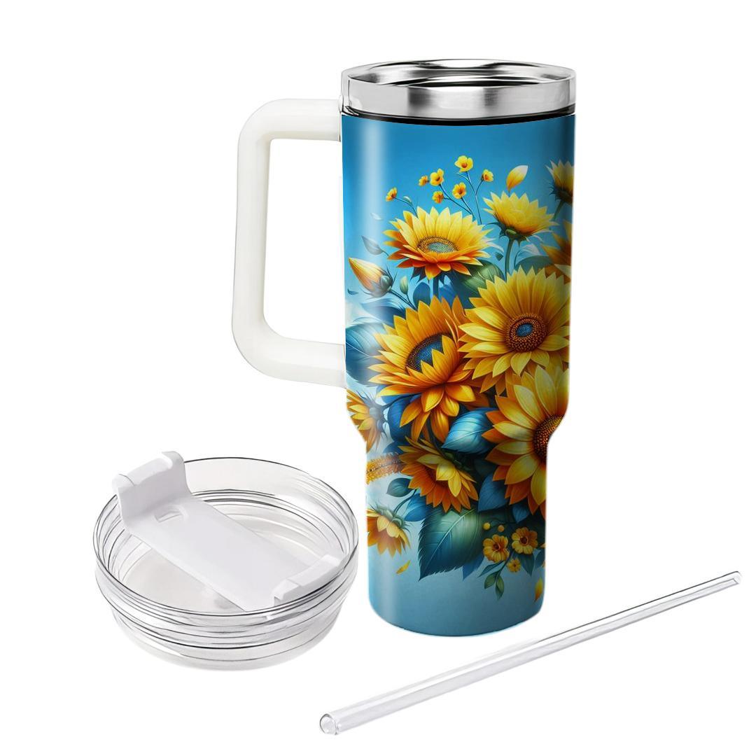 Sunny Sunflower Blooms  Unique Tumblers