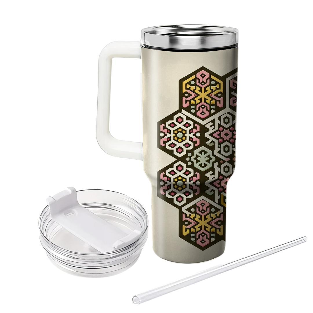 Hexagonal Floral Interlace  Custom Tumblers