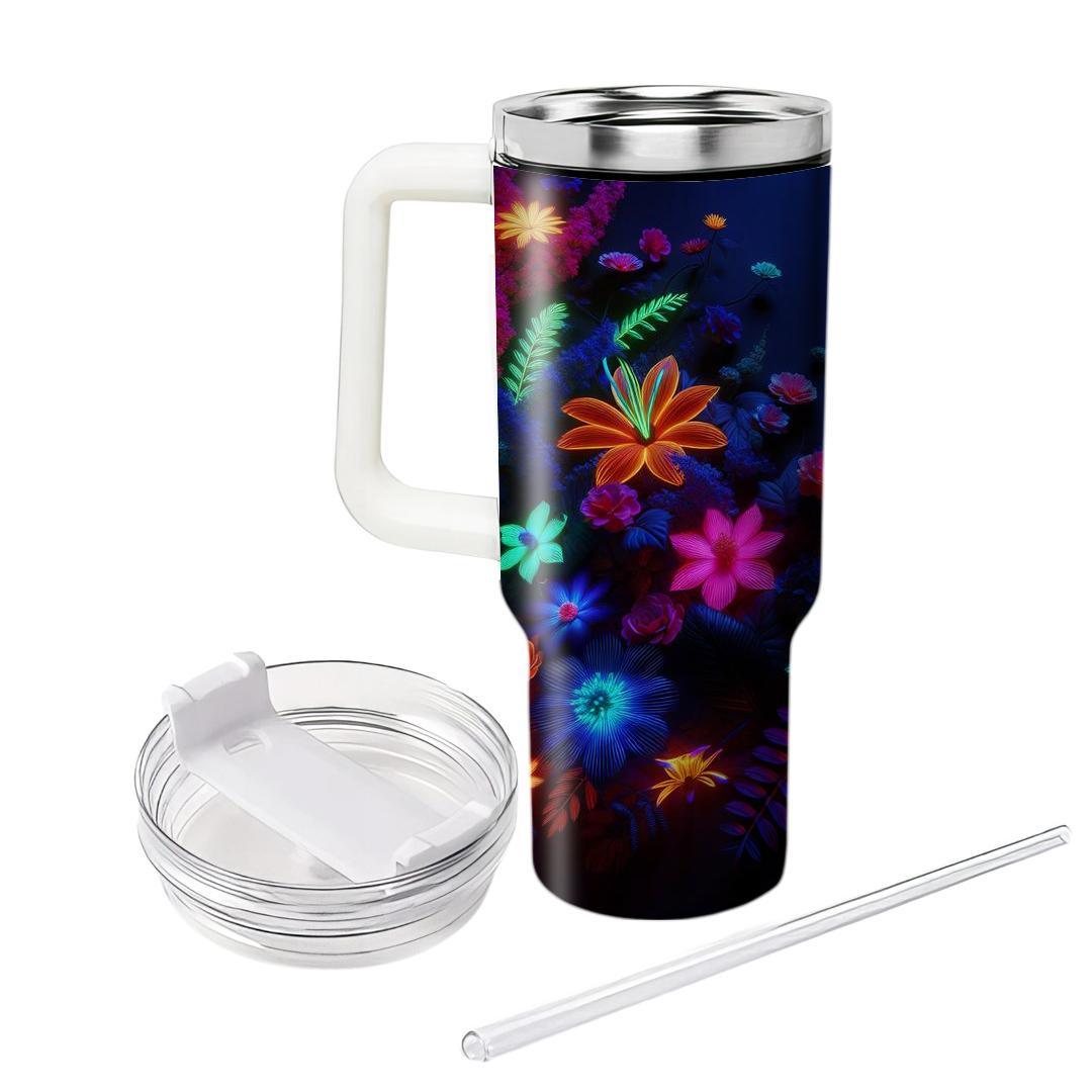 Neon Floral Delight  Personalized Tumblers