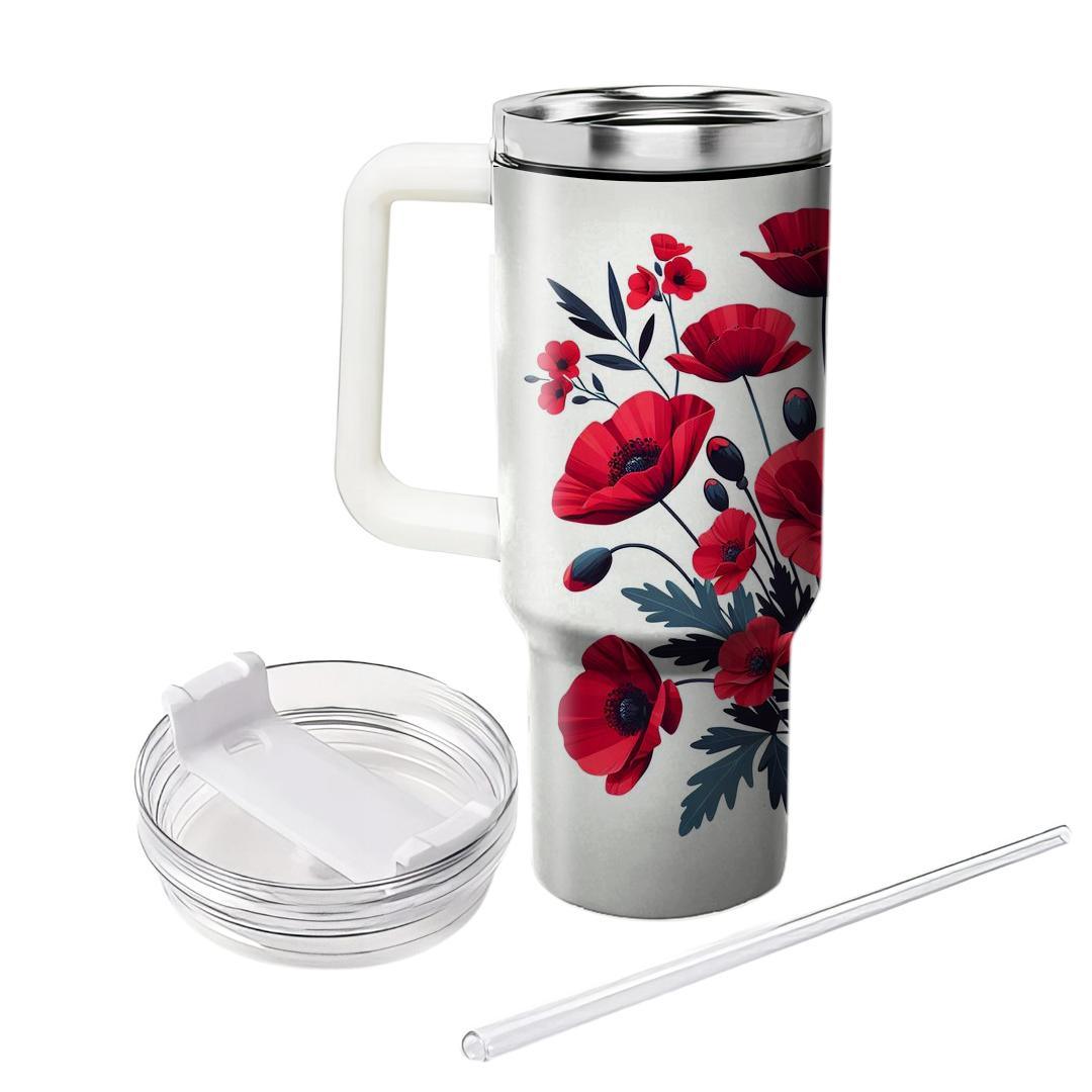 Crimson Poppy Reverie  Unique Tumblers