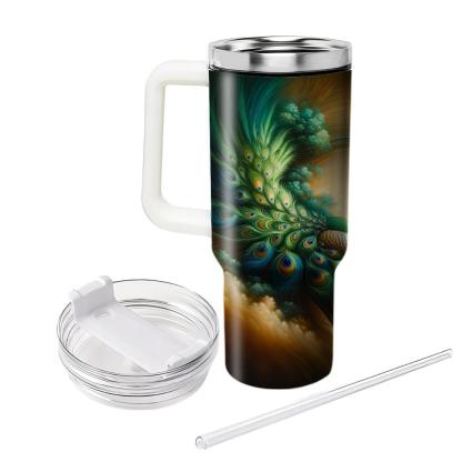Radiant Peacock Plume  Travel Tumblers