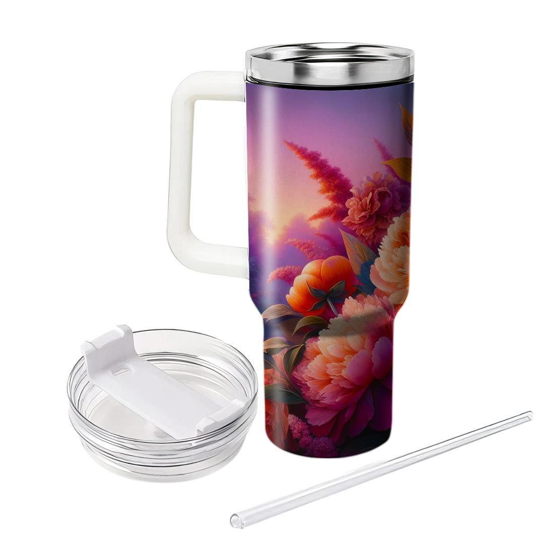 Sunset Peony Fantasy  Unique Tumblers