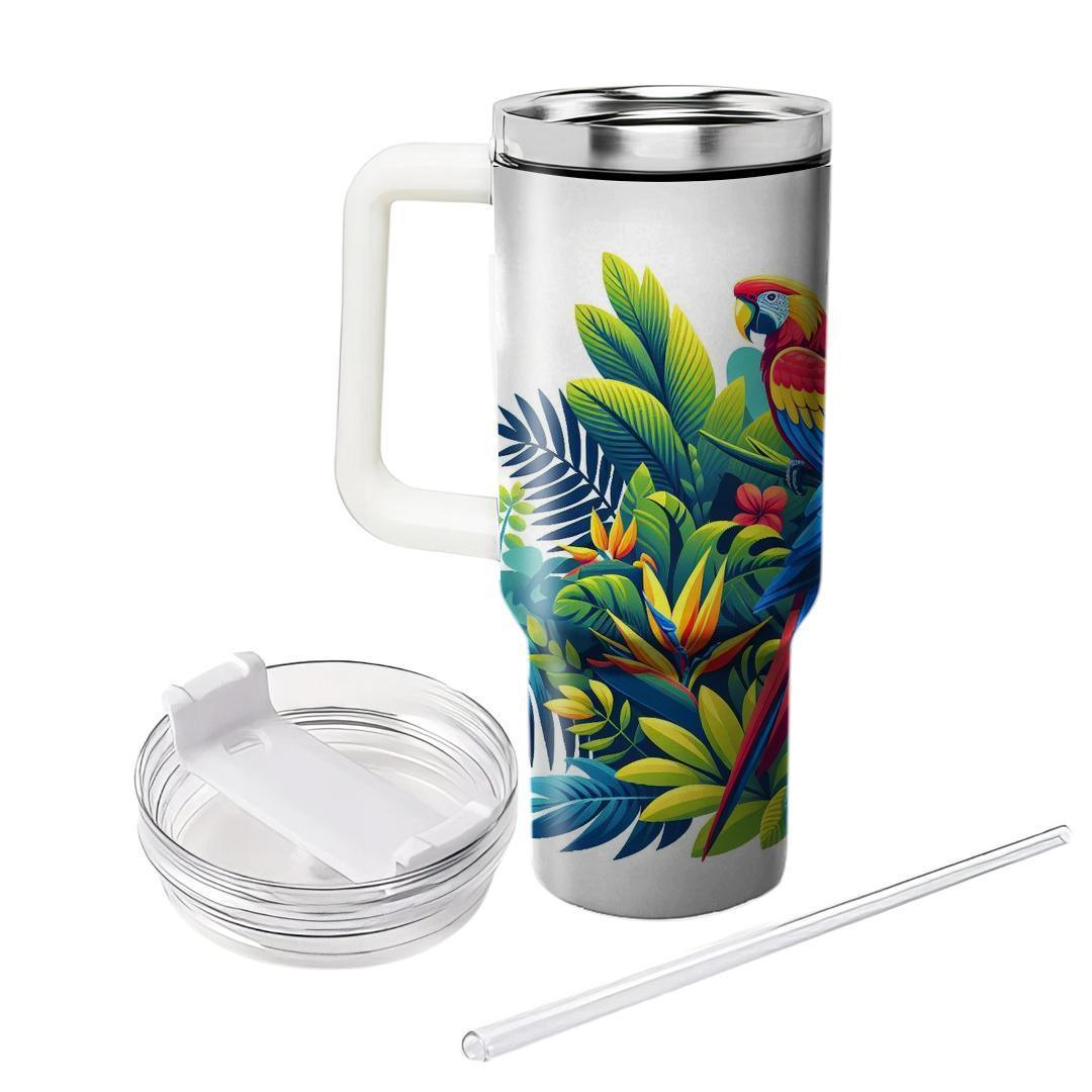 Lively Tropical Parrots  Travel Tumblers