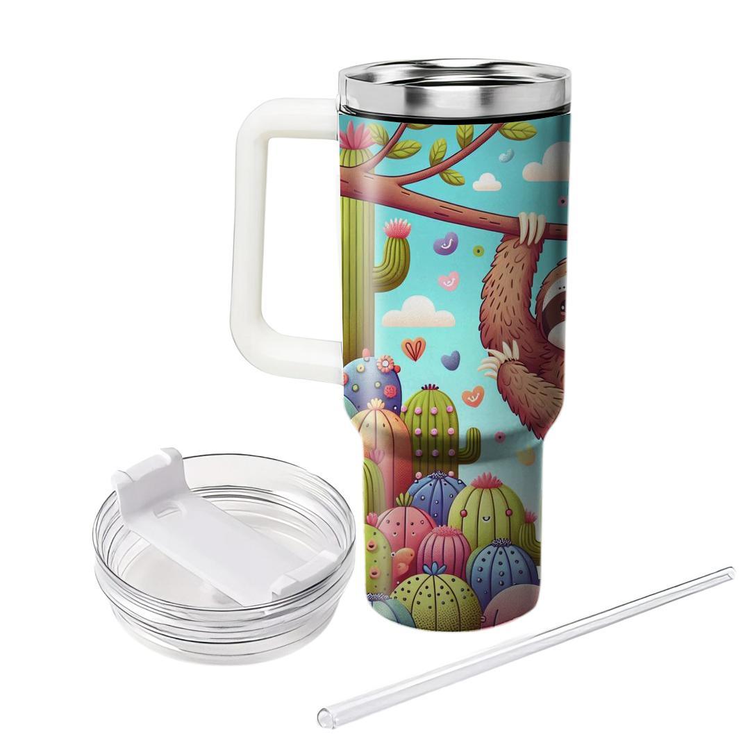 Charming Sloth & Cacti  Tumblers With Lids