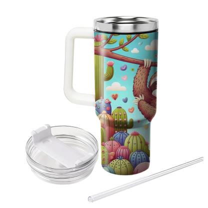 Charming Sloth & Cacti  Tumblers With Lids