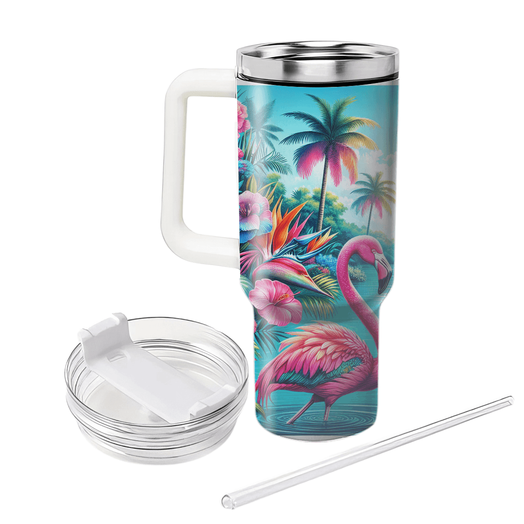 Radiant Flamingo Oasis  Tumblers With Lids