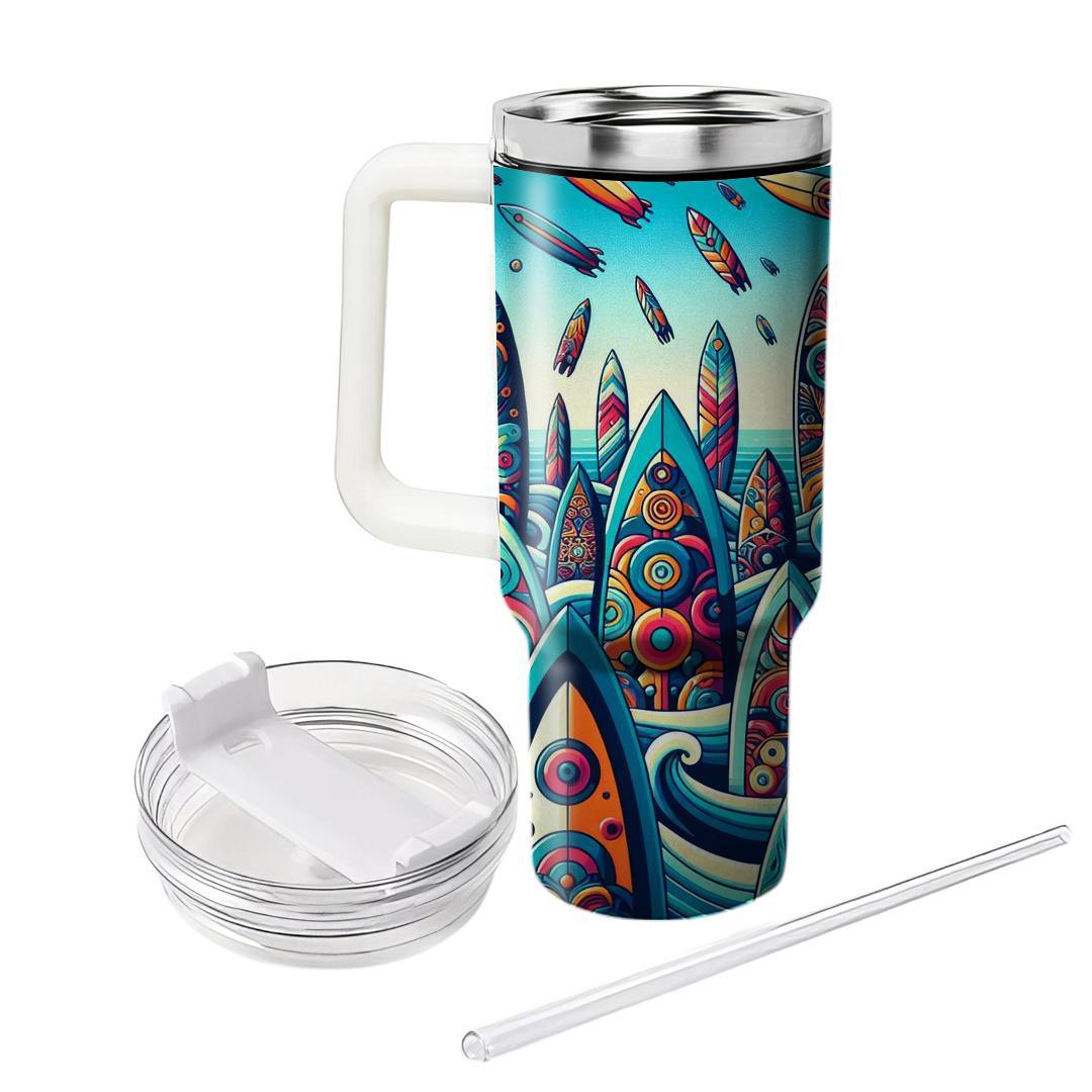 Retro Surfboard Vibes  Personalized Tumblers