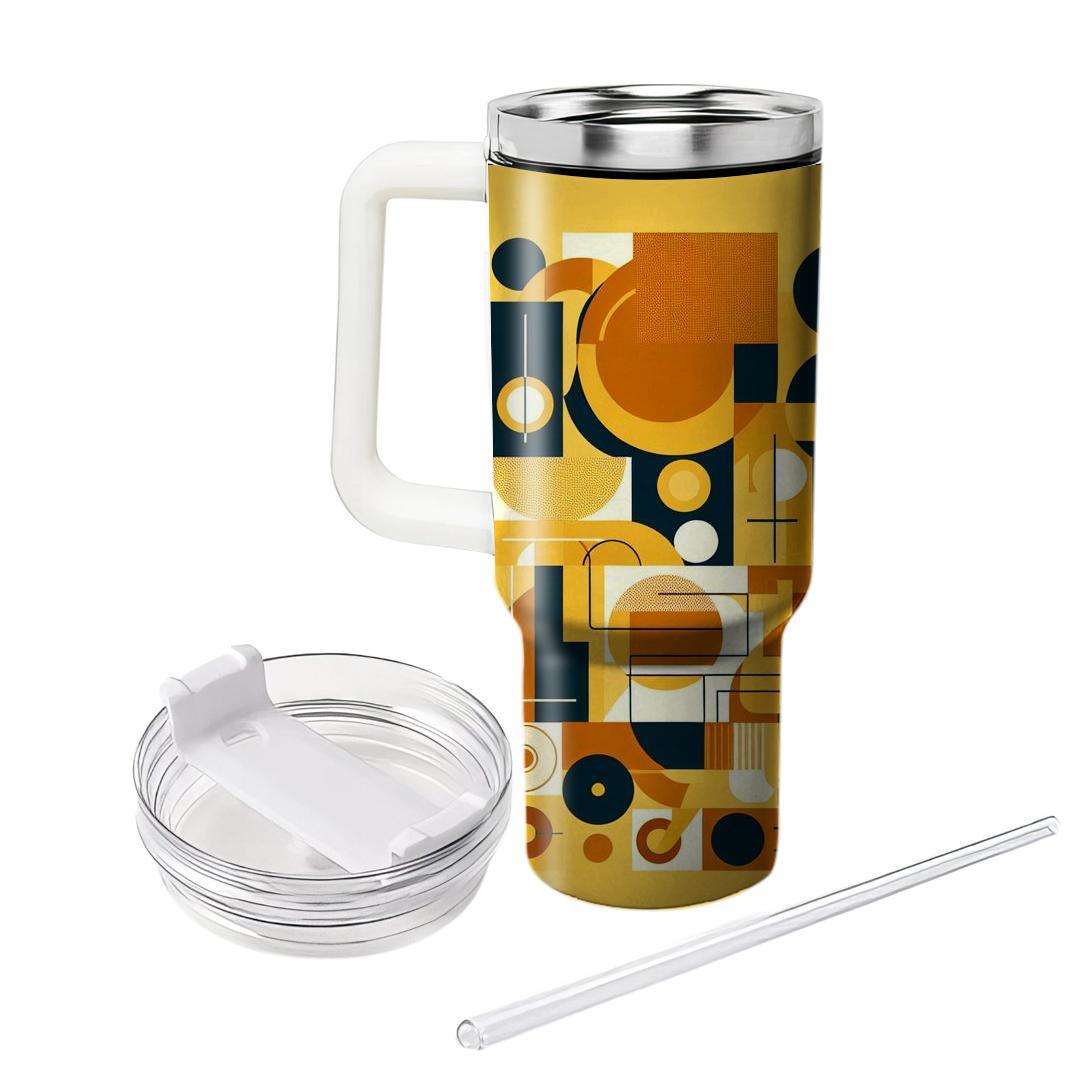 Mustard Abstract Grid  Personalized Tumblers