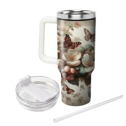 Vintage Butterfly Bloom  Tumblers With Lids
