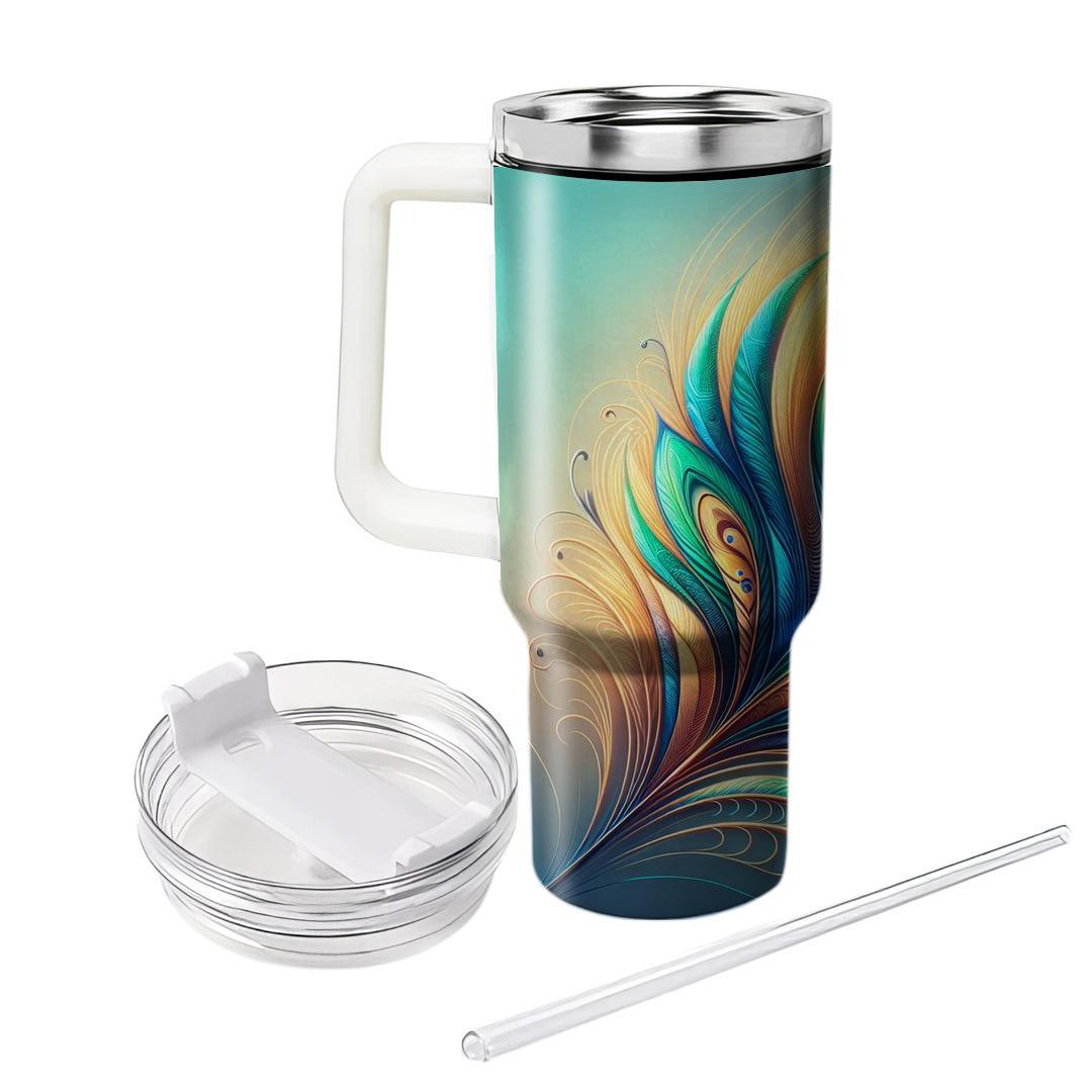 Abstract Peacock Feather  Travel Tumblers
