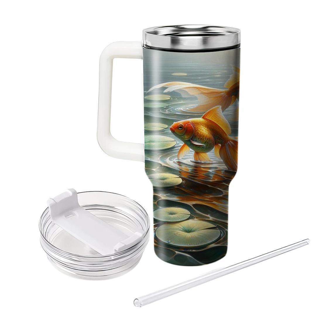 Glimmering Goldfish Pond  Tumblers With Lids