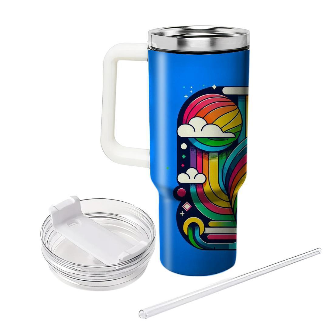 80s Retro Rainbow  Personalized Tumblers