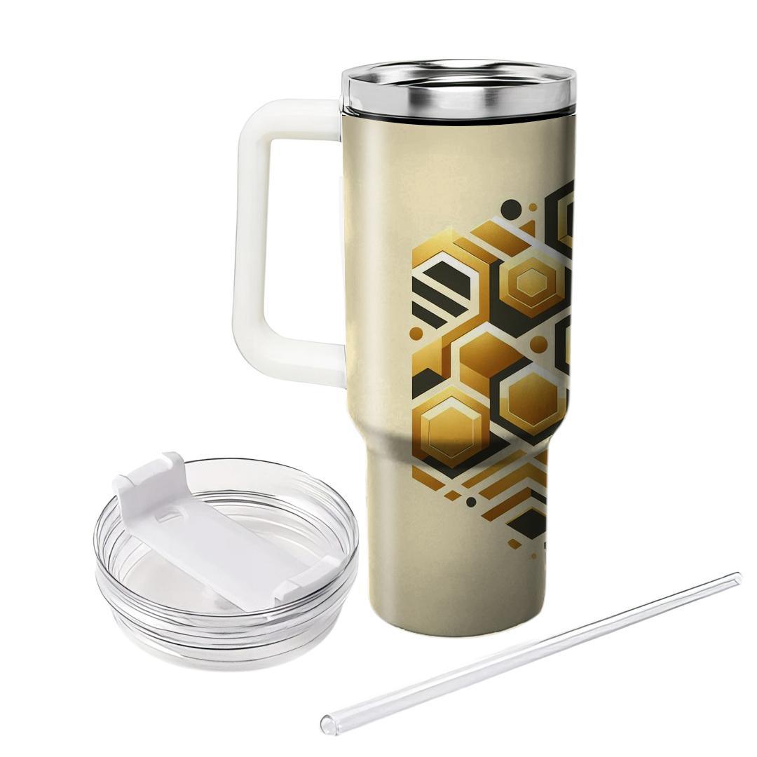 Abstract Hexagons In Golden  Tumblers For Gifts
