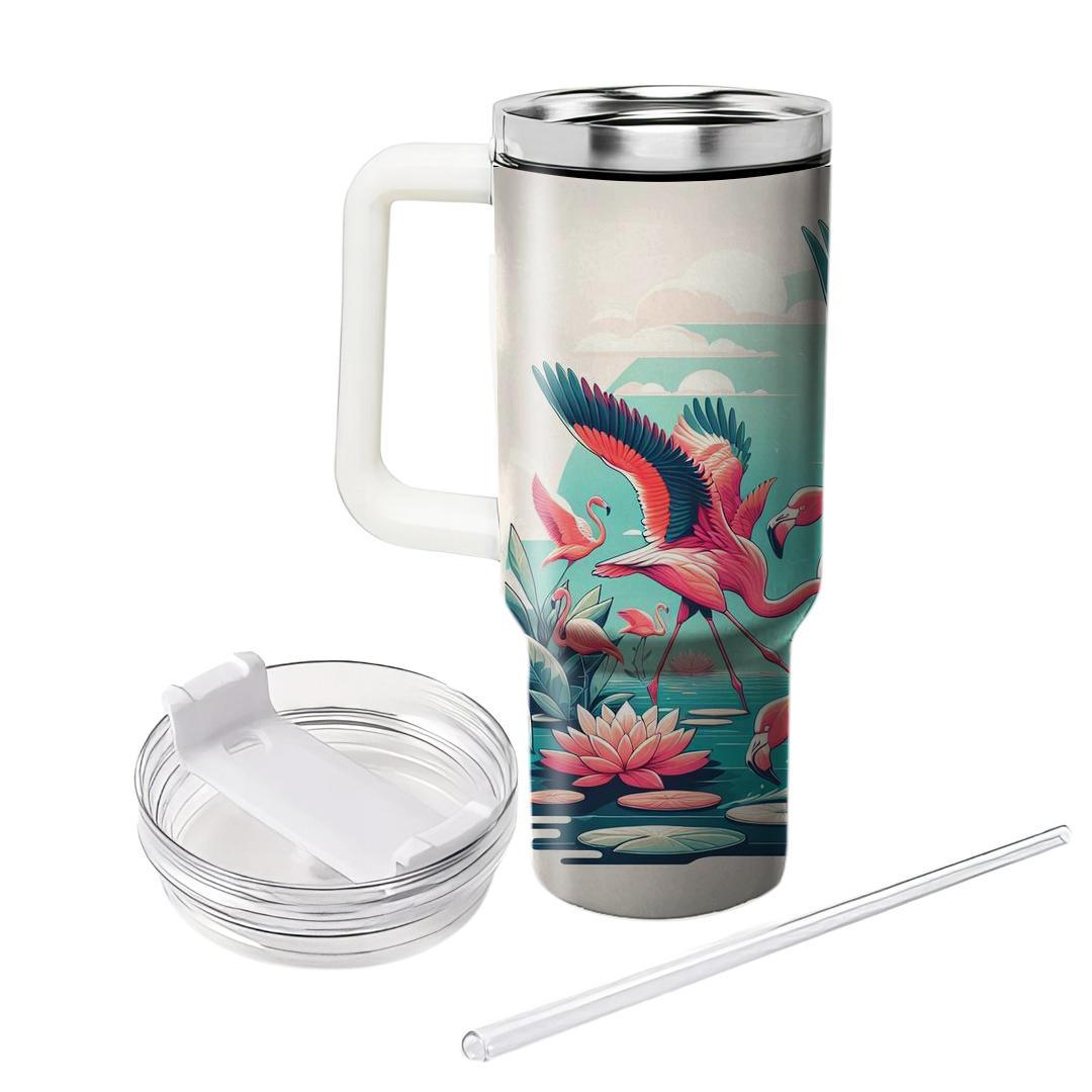 Glorious Flamingo Ballet  Travel Tumblers