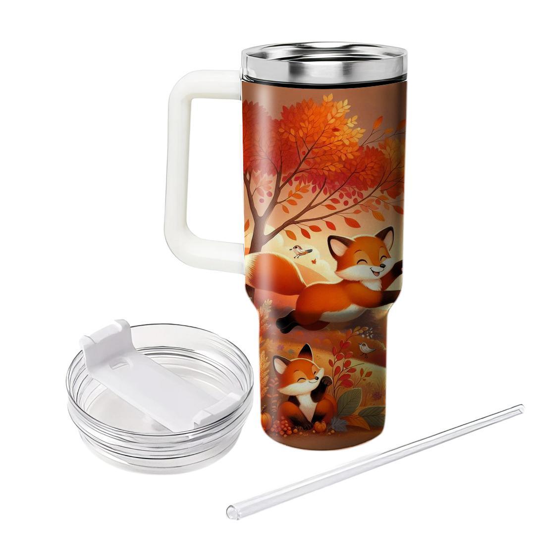 Whimsical Foxes In Autumn  Tumblers With Lids