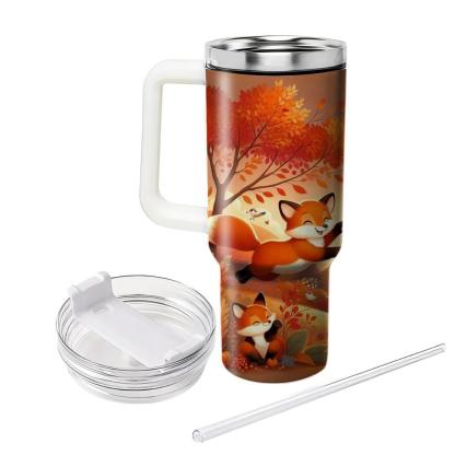 Whimsical Foxes In Autumn  Tumblers With Lids