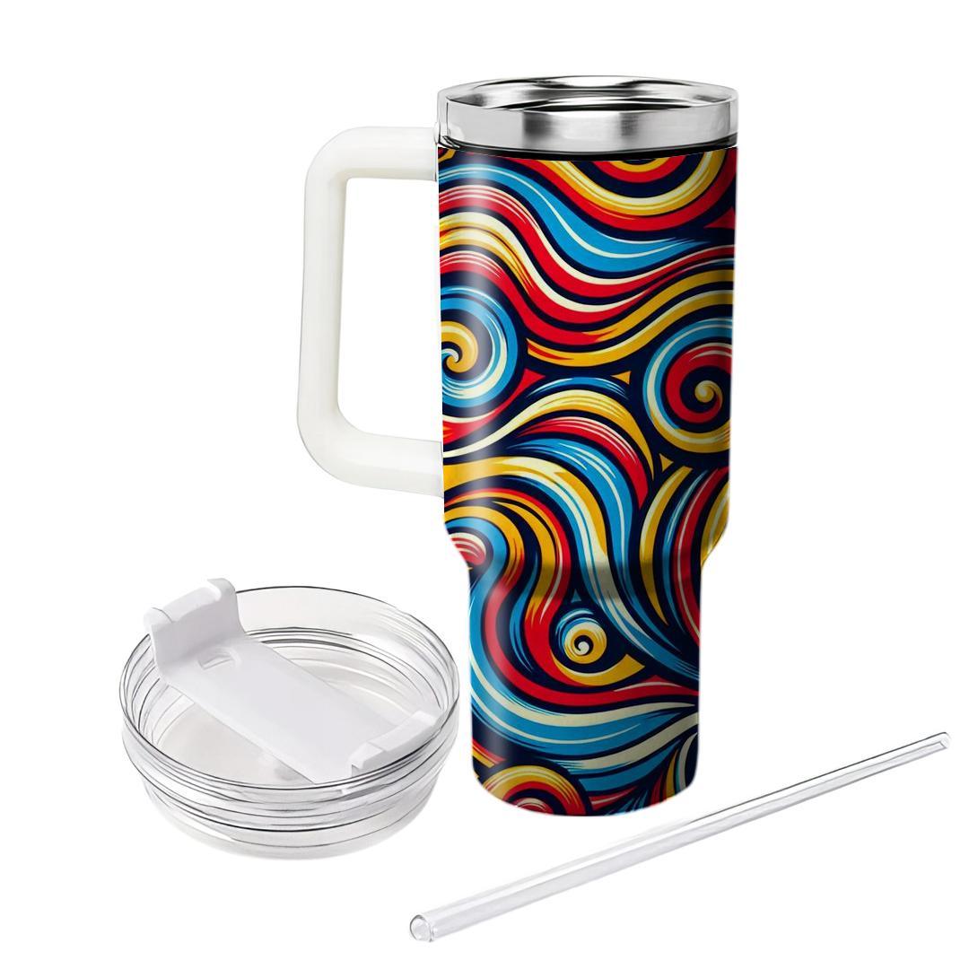 Funky Retro Spirals  Travel Tumblers