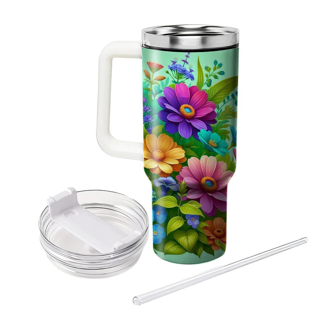 Colorful Garden Hummingbird  Tumblers With Lids