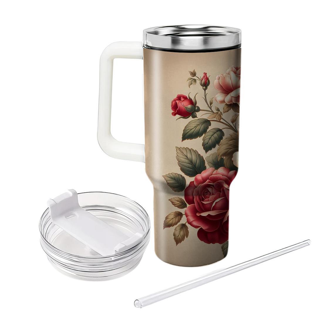 Vintage Rose Floral Charm  Unique Tumblers