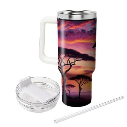 Gentle Giraffe Silhouette  Tumblers With Lids