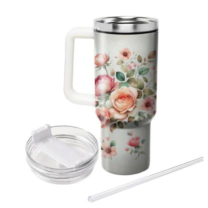 Watercolor Wild Roses  Insulated Tumblers
