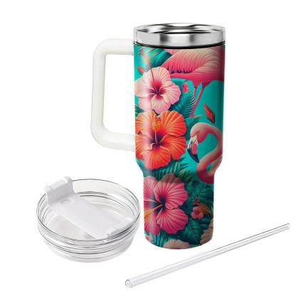 Tropical Flamingo Hibiscus  Insulated Tumblers