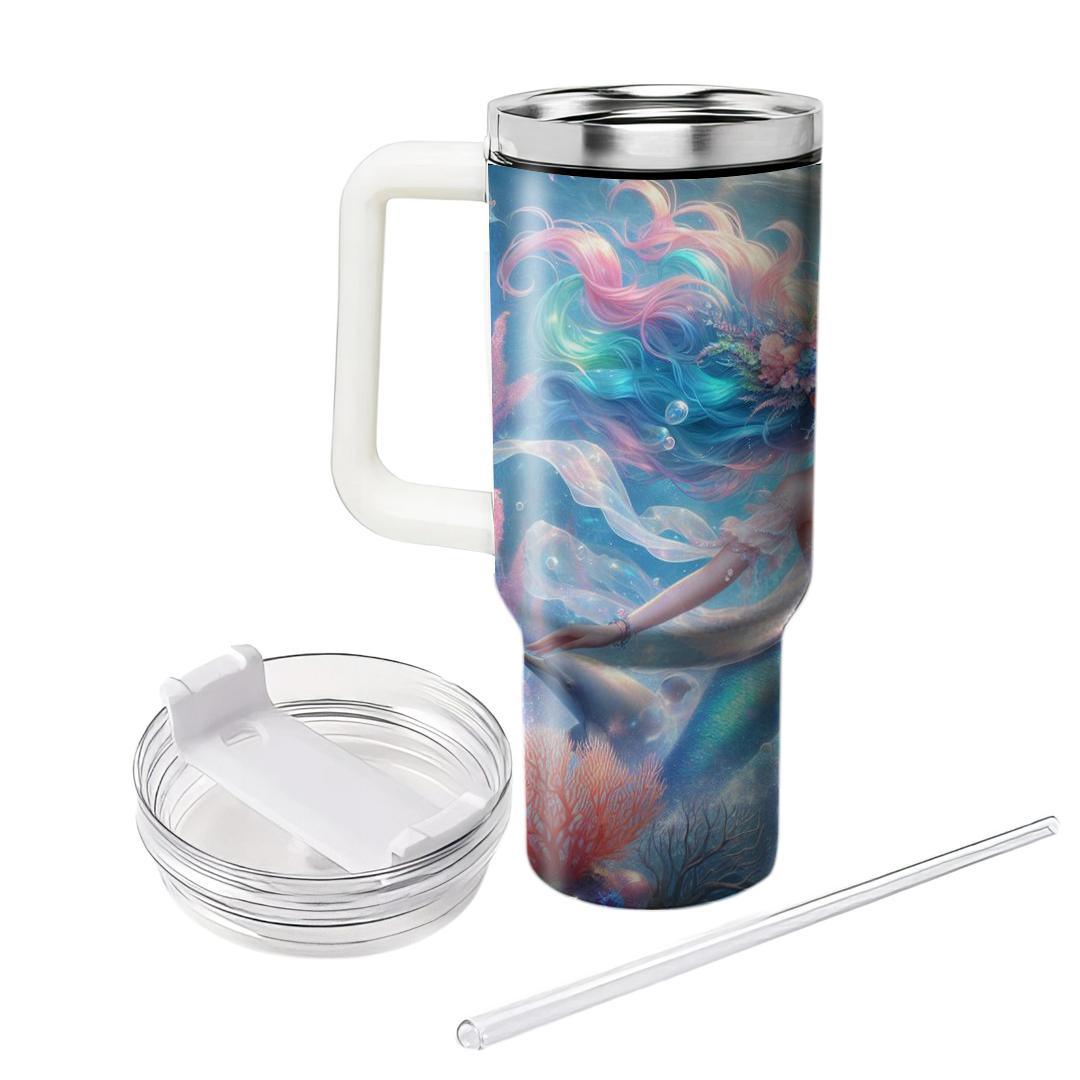 Enchanting Mermaid Dolphin  Tumblers With Lids