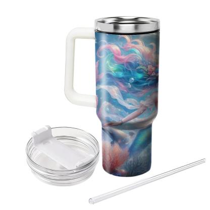 Enchanting Mermaid Dolphin  Tumblers With Lids