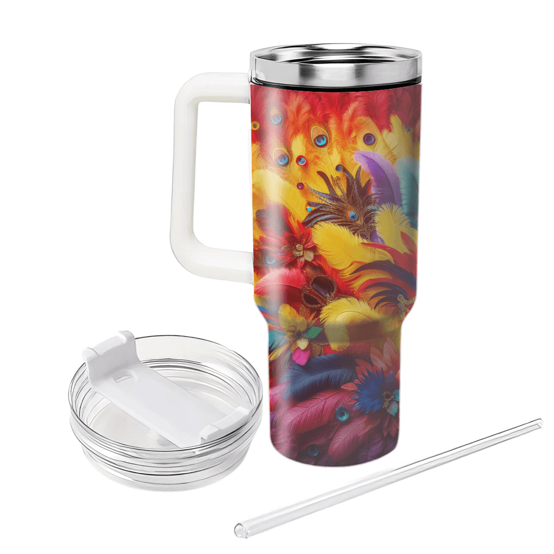 Festive Feathers - A Colorful Carnival  Travel Tumblers