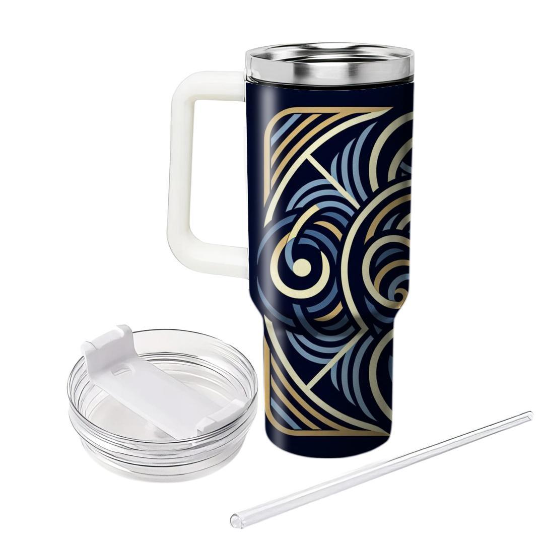 Geometric Spiral Wave  Tumblers With Lids