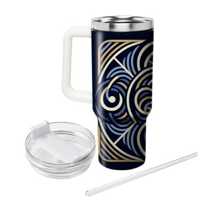 Geometric Spiral Wave  Tumblers With Lids
