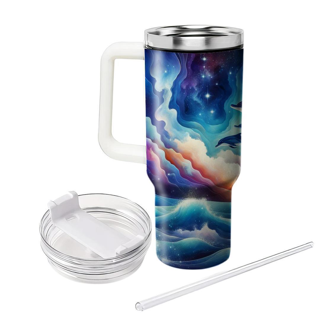 Celestial Dolphin Leap  Travel Tumblers