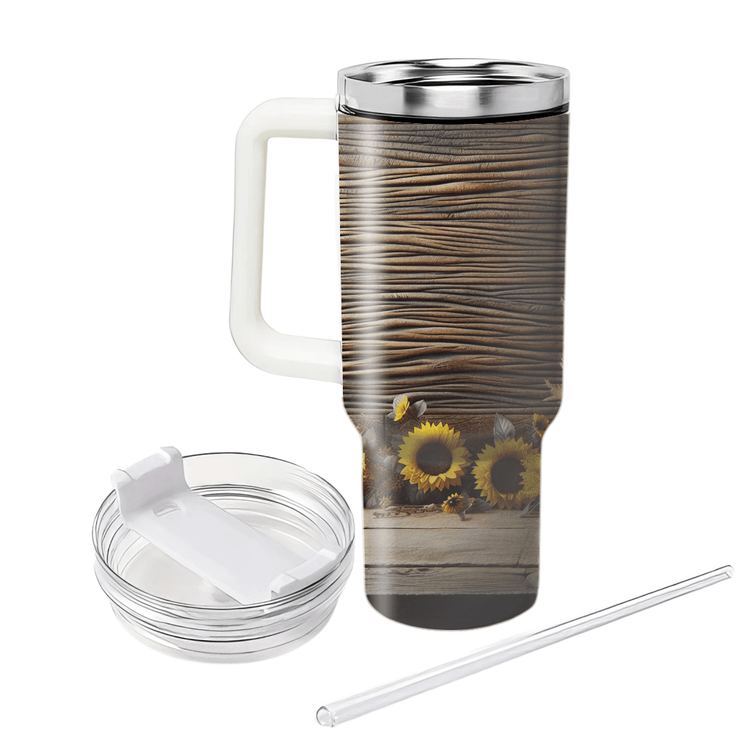 Rustic Sunflower Haven  Tumblers With Lids