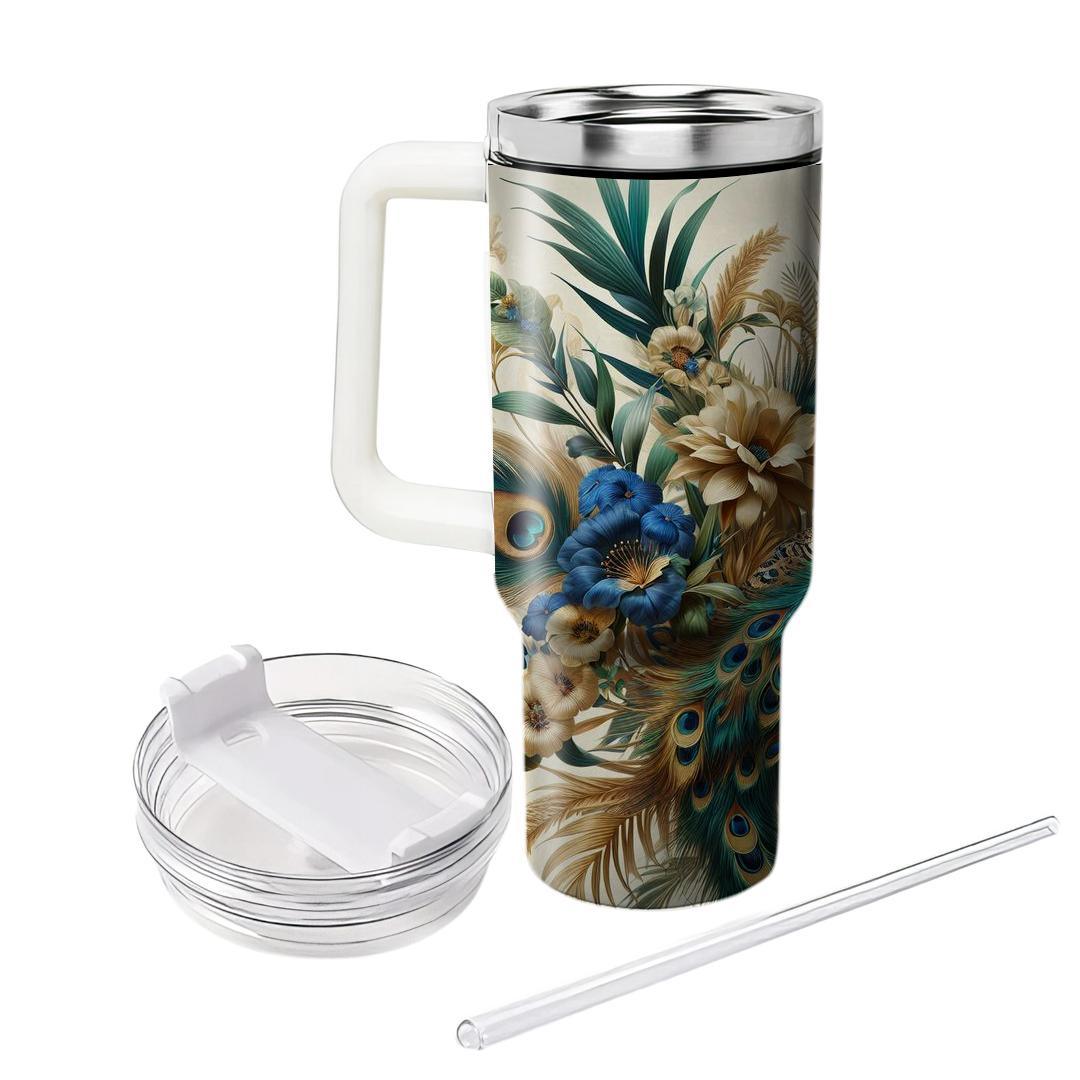 Peacock Feather Floral  Unique Tumblers
