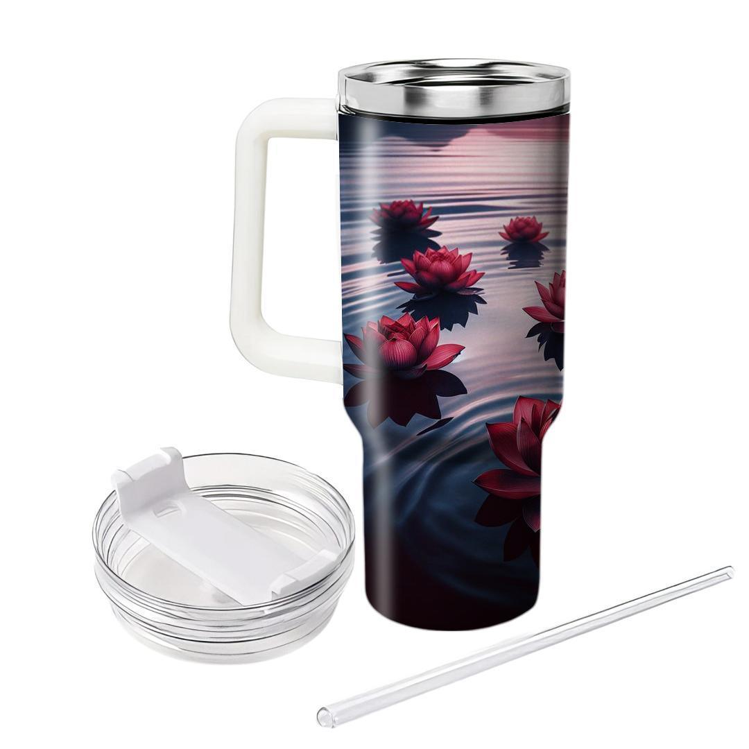 Crimson Lotus Reflection  Tumbler Cups