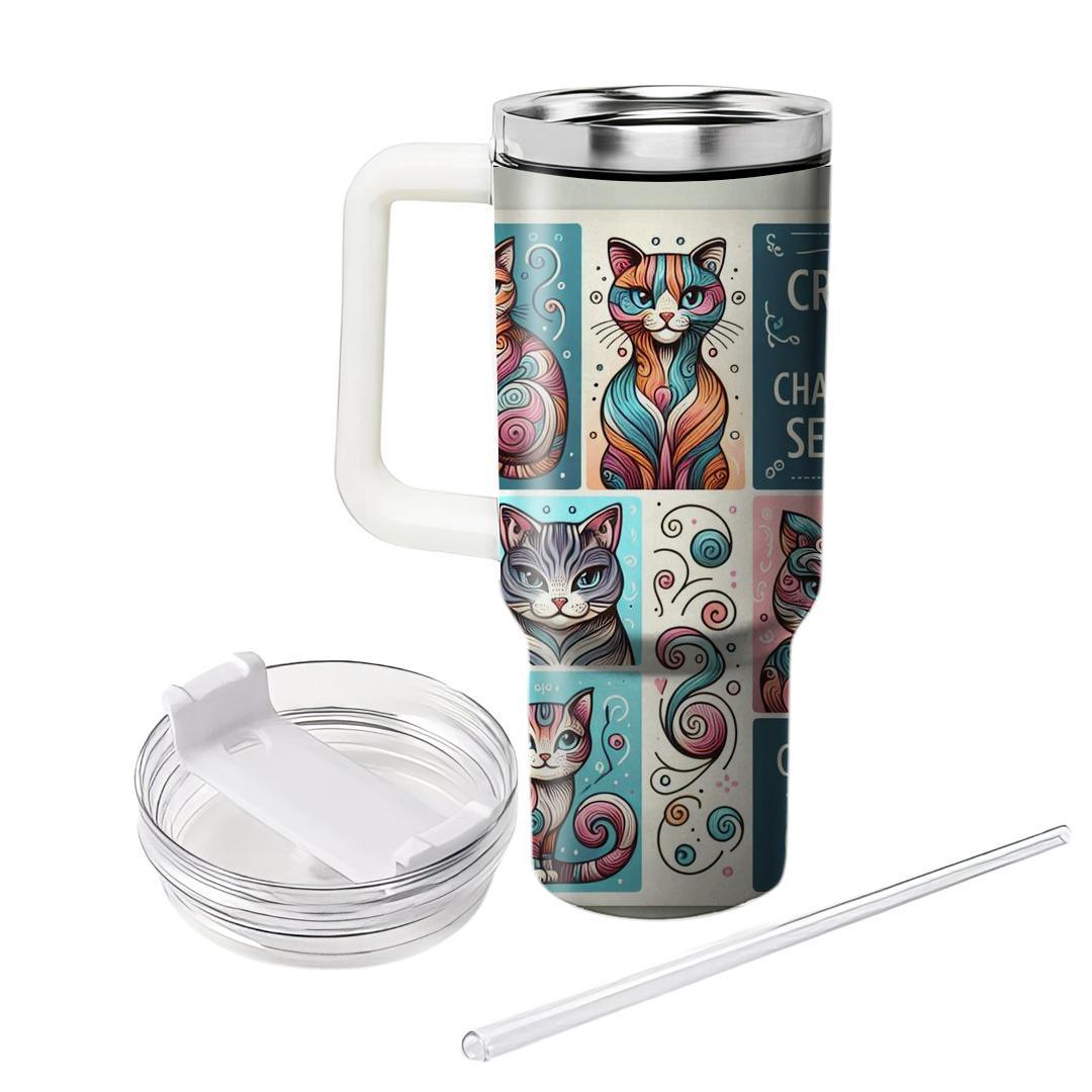 Whimsical Cat Portraits  Travel Tumblers