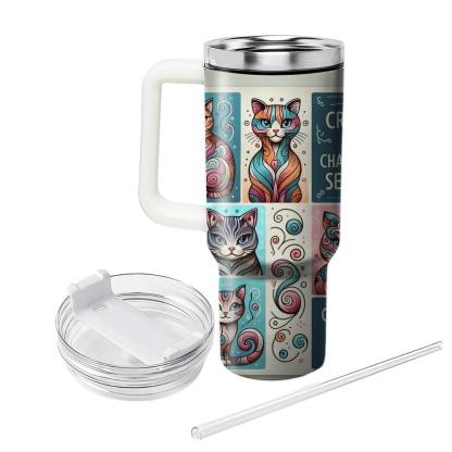 Whimsical Cat Portraits  Travel Tumblers
