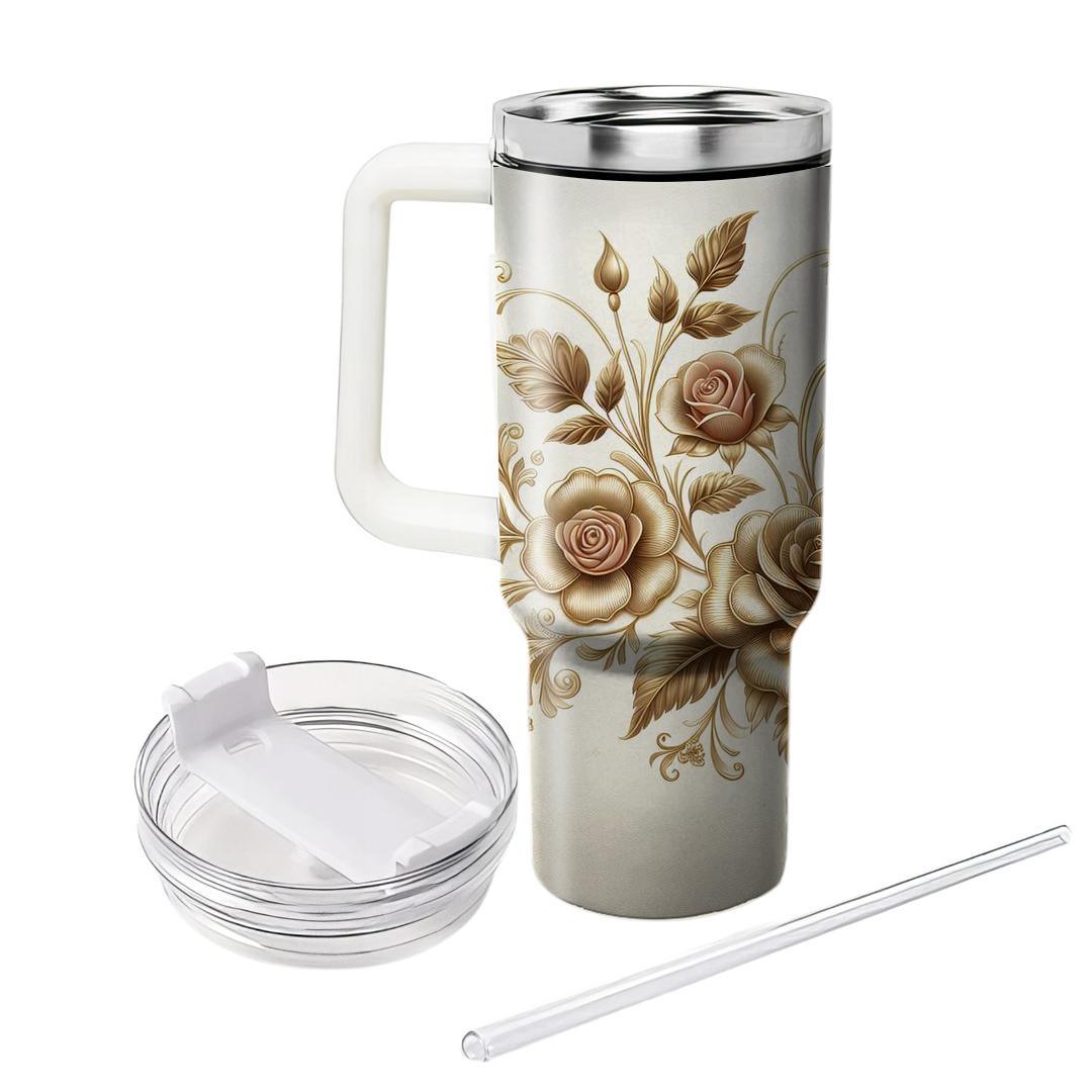 Golden Floral Dreamscape  Unique Tumblers
