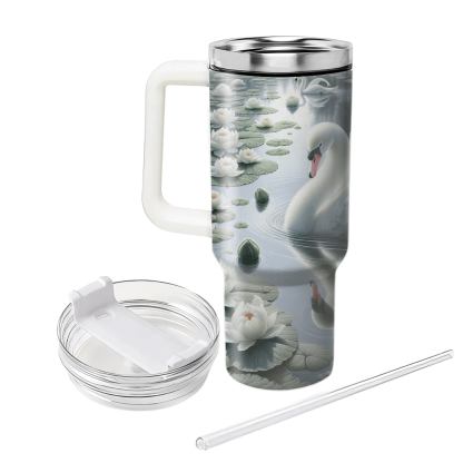 Elegant Swan Serenade  Tumblers With Lids