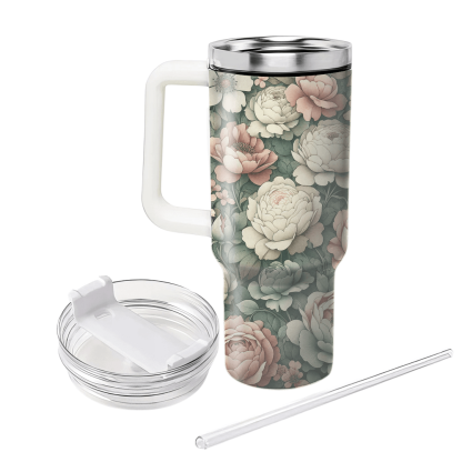 Vintage Floral Mosaic  Tumblers With Lids