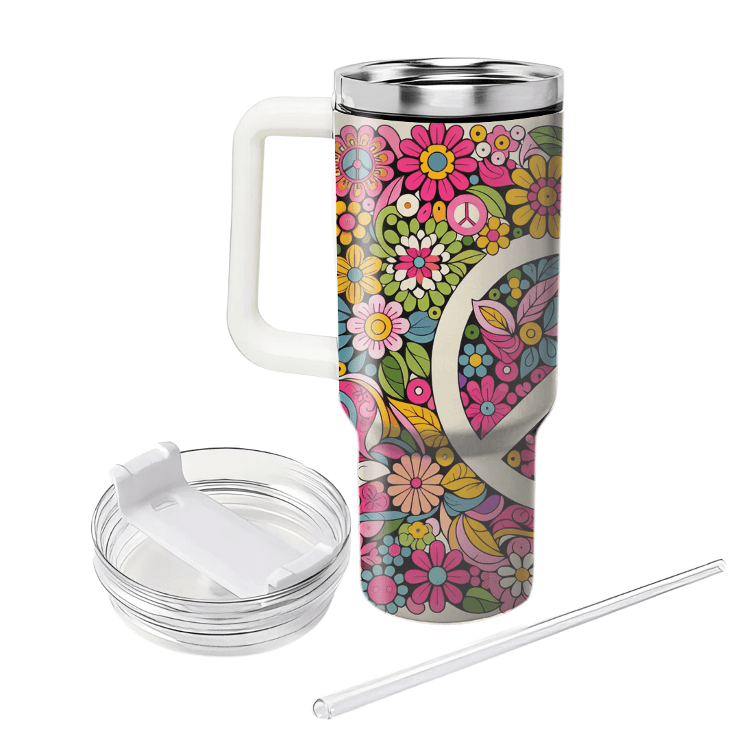 Flower Power Peace  Personalized Tumblers