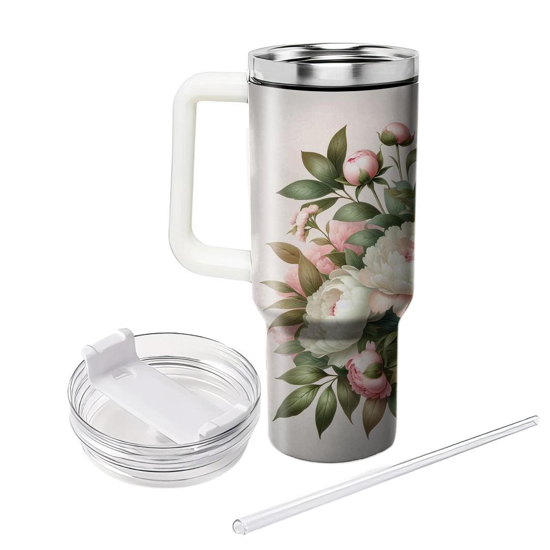 Pink Peony Perfection Personalized Tumblers