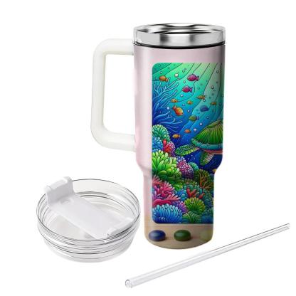 Lively Turtle Ocean Dance  Travel Tumblers