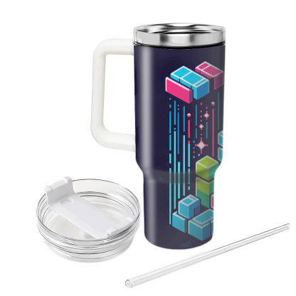 Retro Neon Tetris Personalized Tumblers