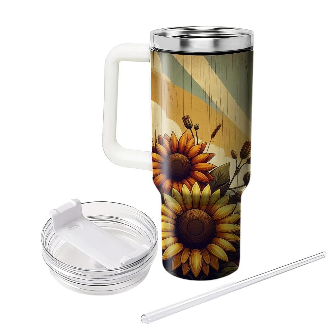 Rustic Sunflower Glory  Unique Tumblers