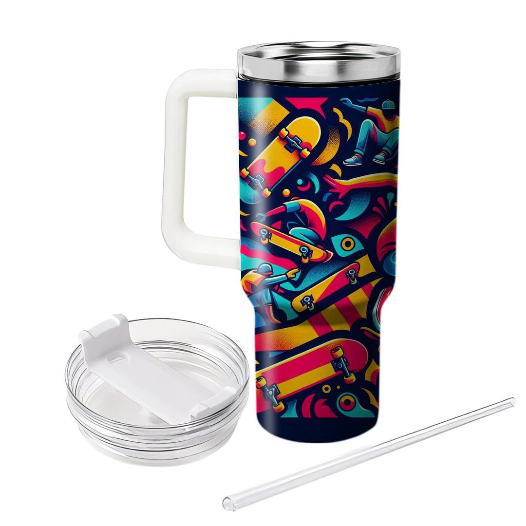 Radical 80s Skateboard  Personalized Tumblers